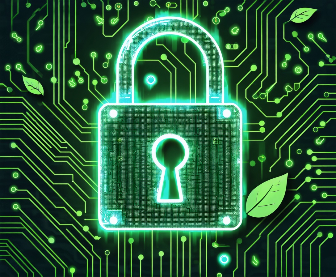 Цифровой замок на фоне микросхемы